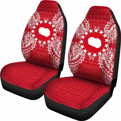 Cook Islands Car Seat Cover - Cook Islands Flag Map Red White - 105905 - YourCarButBetter