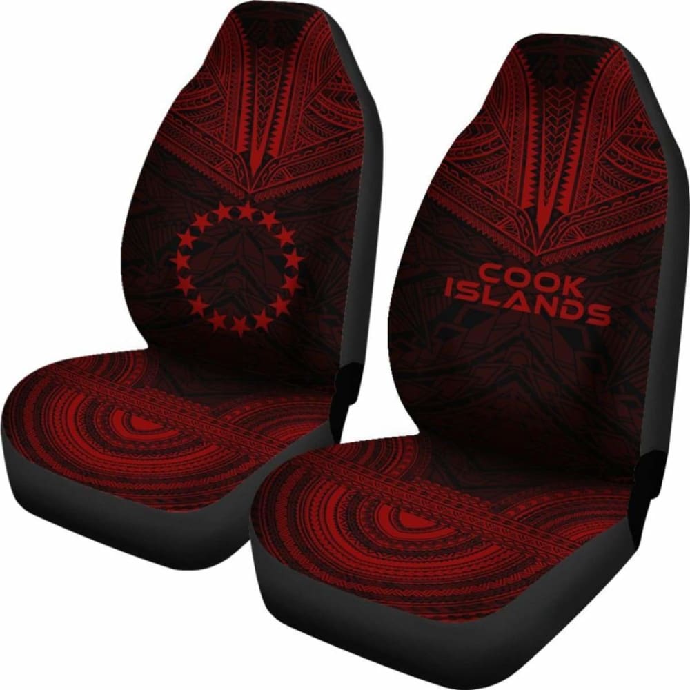 Cook Islands Car Seat Cover - Cook Islands Flag Polynesian Chief Tattoo Red Version - 10 174914 - YourCarButBetter