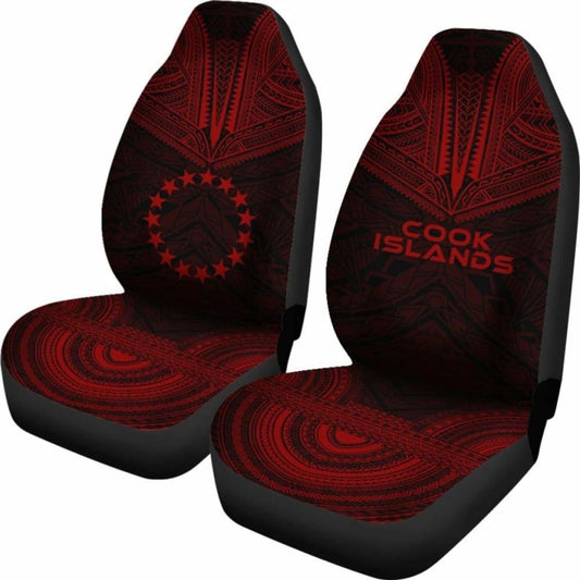 Cook Islands Car Seat Cover - Cook Islands Flag Polynesian Chief Tattoo Red Version - 10 174914 - YourCarButBetter