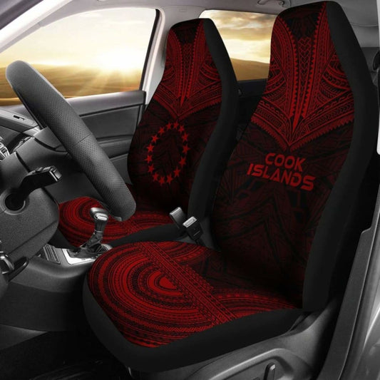 Cook Islands Car Seat Cover - Cook Islands Flag Polynesian Chief Tattoo Red Version - 10 174914 - YourCarButBetter