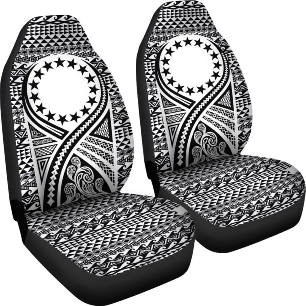 Cook Islands Car Seat Cover - Cook Islands Flag Polynesian Tattoo Black - 9 174914 - YourCarButBetter