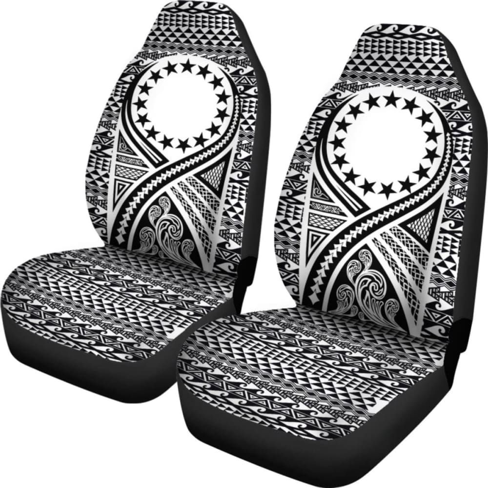 Cook Islands Car Seat Cover - Cook Islands Flag Polynesian Tattoo Black - 9 174914 - YourCarButBetter