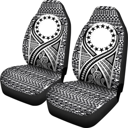Cook Islands Car Seat Cover - Cook Islands Flag Polynesian Tattoo Black - 9 174914 - YourCarButBetter