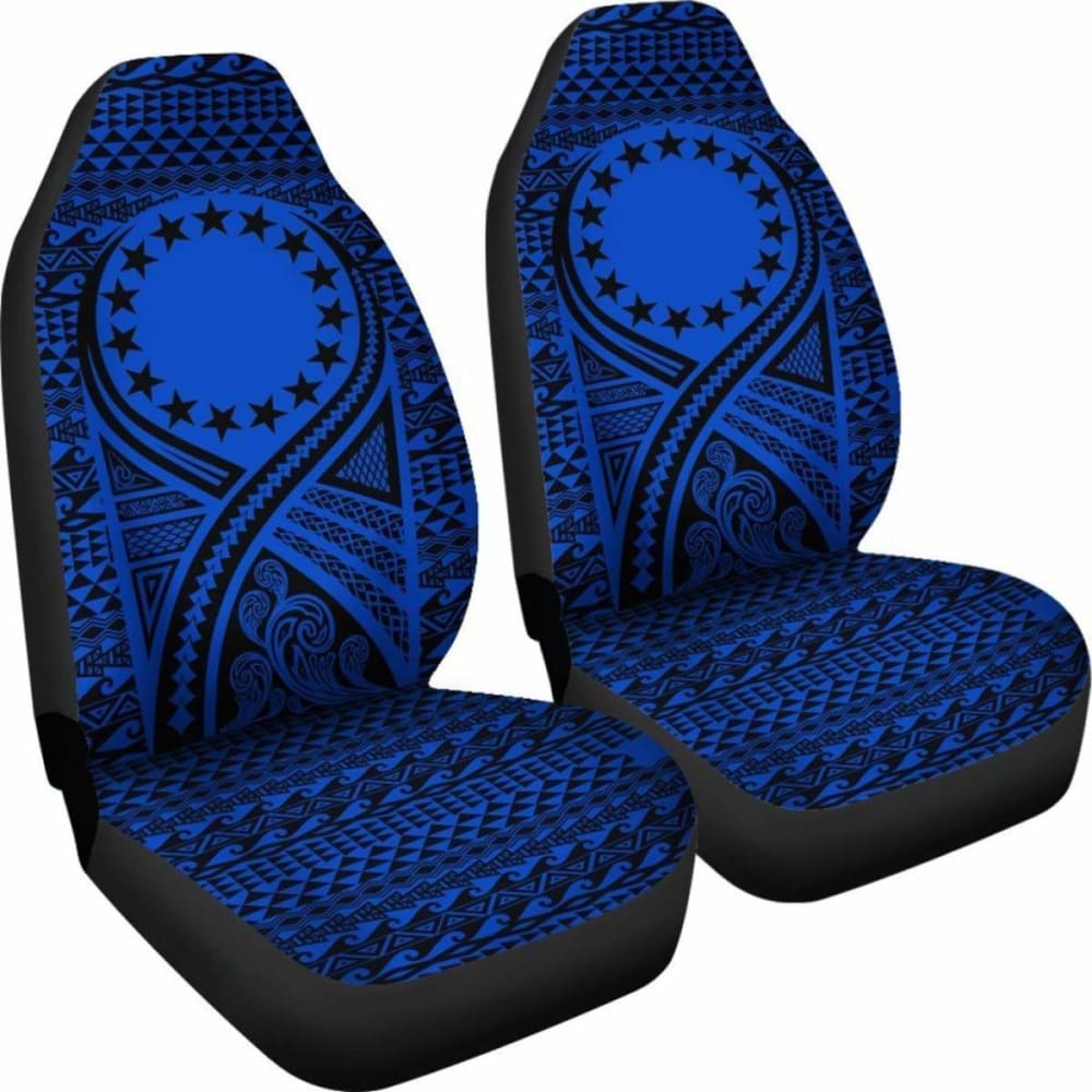 Cook Islands Car Seat Cover - Cook Islands Flag Polynesian Tattoo Blue - 105905 - YourCarButBetter
