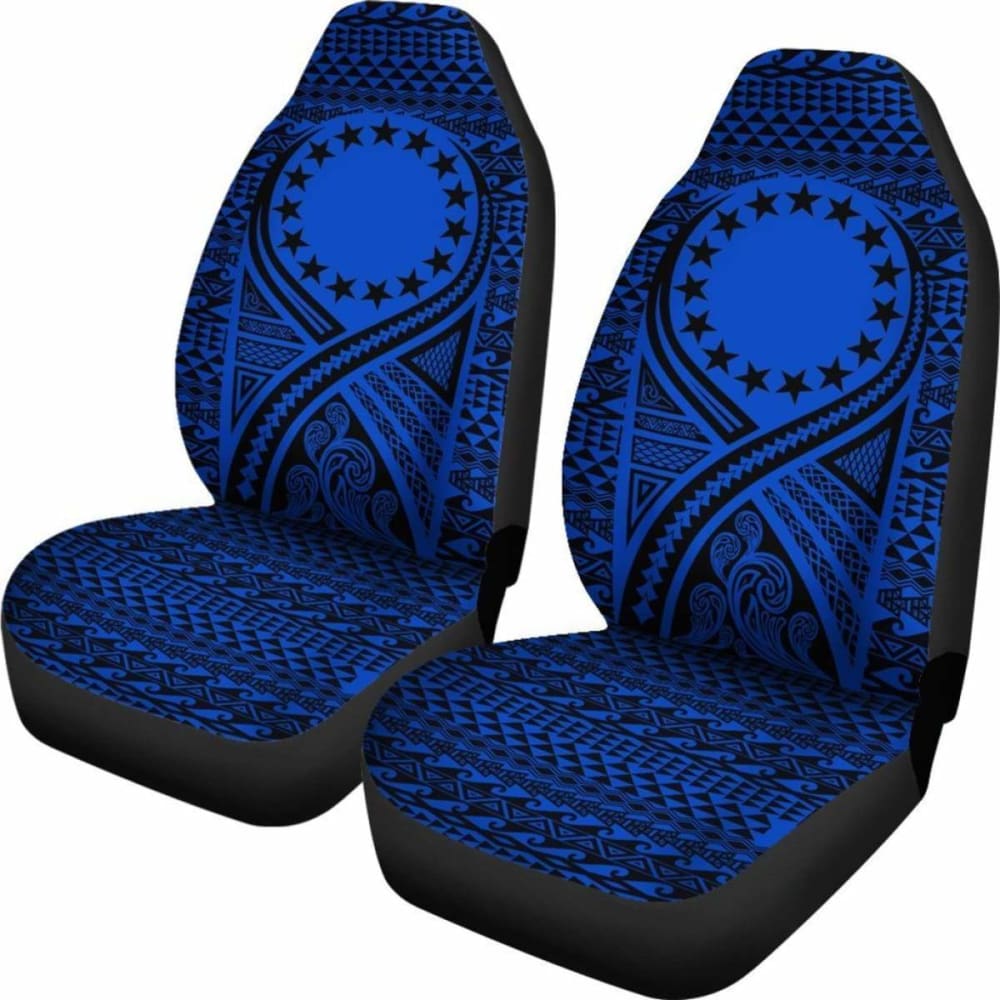Cook Islands Car Seat Cover - Cook Islands Flag Polynesian Tattoo Blue - 105905 - YourCarButBetter