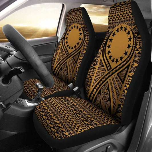 Cook Islands Car Seat Cover - Cook Islands Flag Polynesian Tattoo Gold - 9 174914 - YourCarButBetter