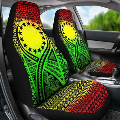 Cook Islands Car Seat Cover - Cook Islands Flag Polynesian Tattoo Reggae - 9 174914 - YourCarButBetter