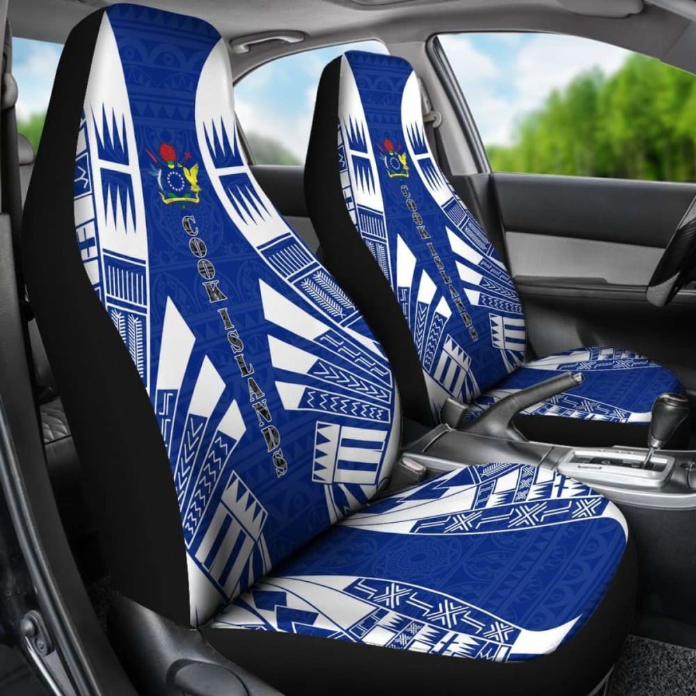 Cook Islands Car Seat Covers - Cook Islands Coat Of Arms Polynesian Tattoo Flag - 9 174914 - YourCarButBetter