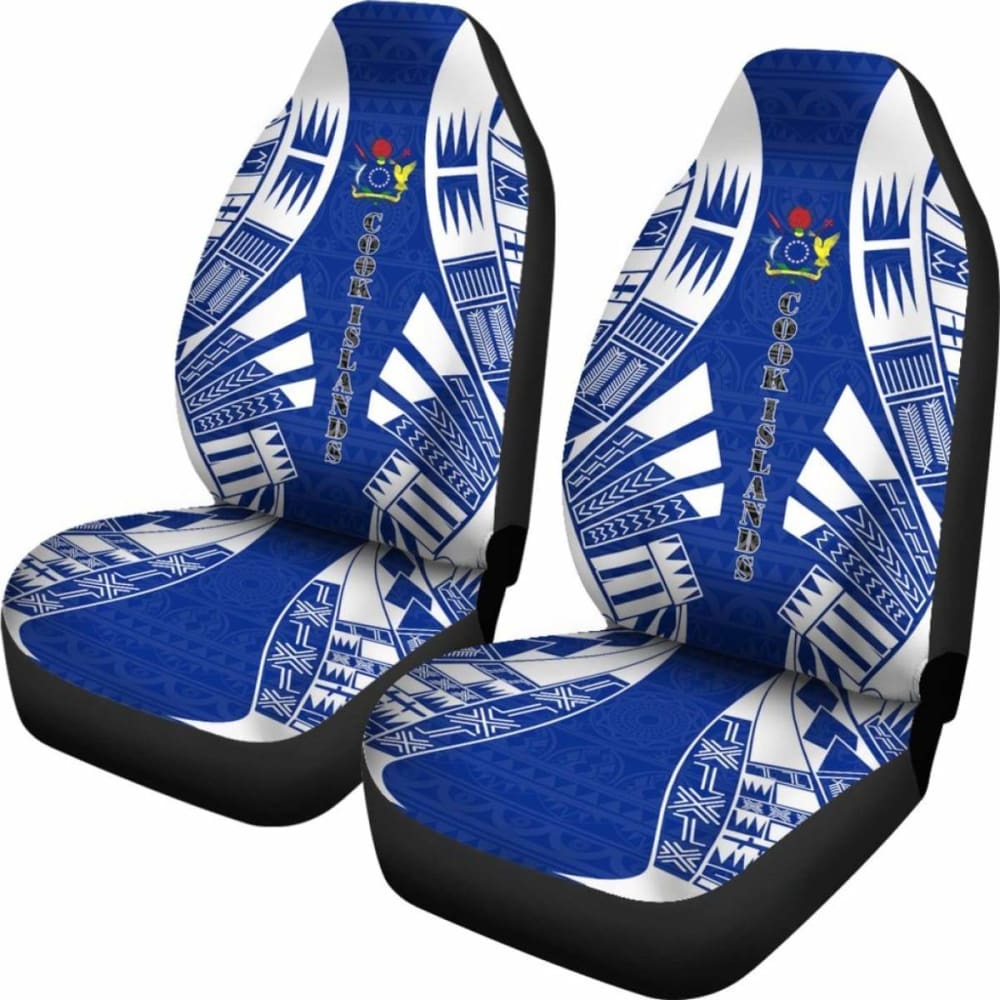 Cook Islands Car Seat Covers - Cook Islands Coat Of Arms Polynesian Tattoo Flag - 9 174914 - YourCarButBetter