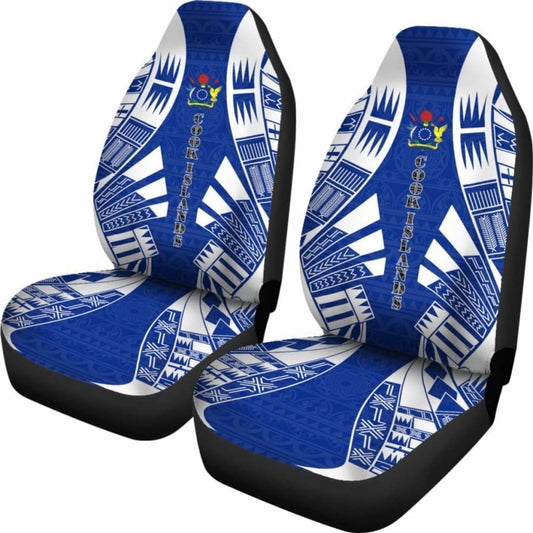 Cook Islands Car Seat Covers - Cook Islands Coat Of Arms Polynesian Tattoo Flag - 9 174914 - YourCarButBetter
