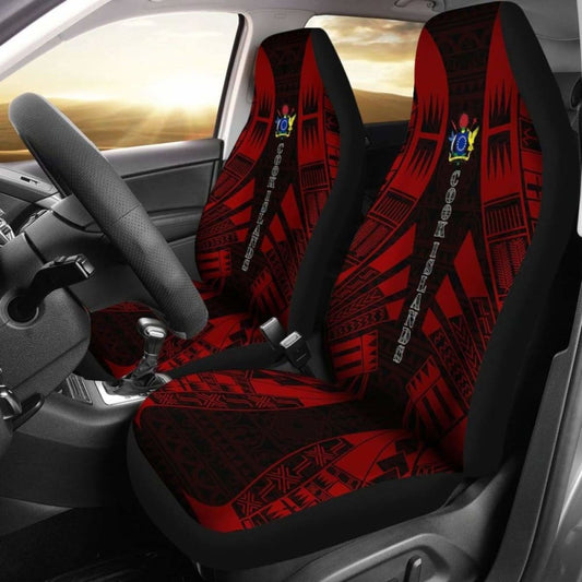 Cook Islands Car Seat Covers - Cook Islands Coat Of Arms Polynesian Tattoo Red - 9 174914 - YourCarButBetter