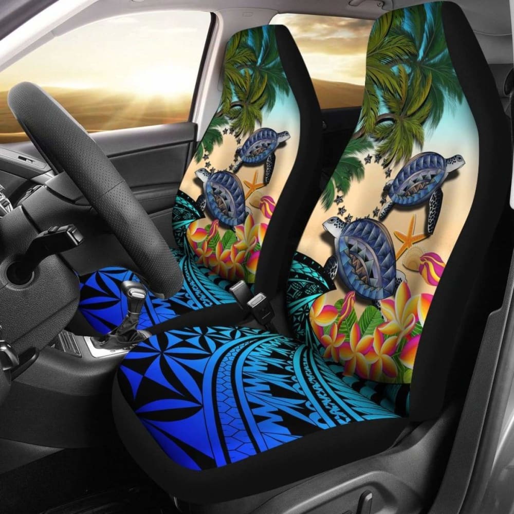 Cook Islands Car Seat Covers - Polynesian Turtle Coconut Tree And Plumeria Amazing 091114 - YourCarButBetter