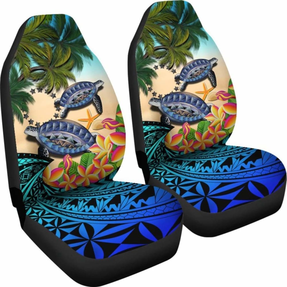 Cook Islands Car Seat Covers - Polynesian Turtle Coconut Tree And Plumeria Amazing 091114 - YourCarButBetter