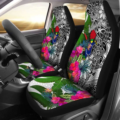 Cook Islands Car Seat Covers White - Turtle Plumeria Banana Leaf - 091114 - YourCarButBetter