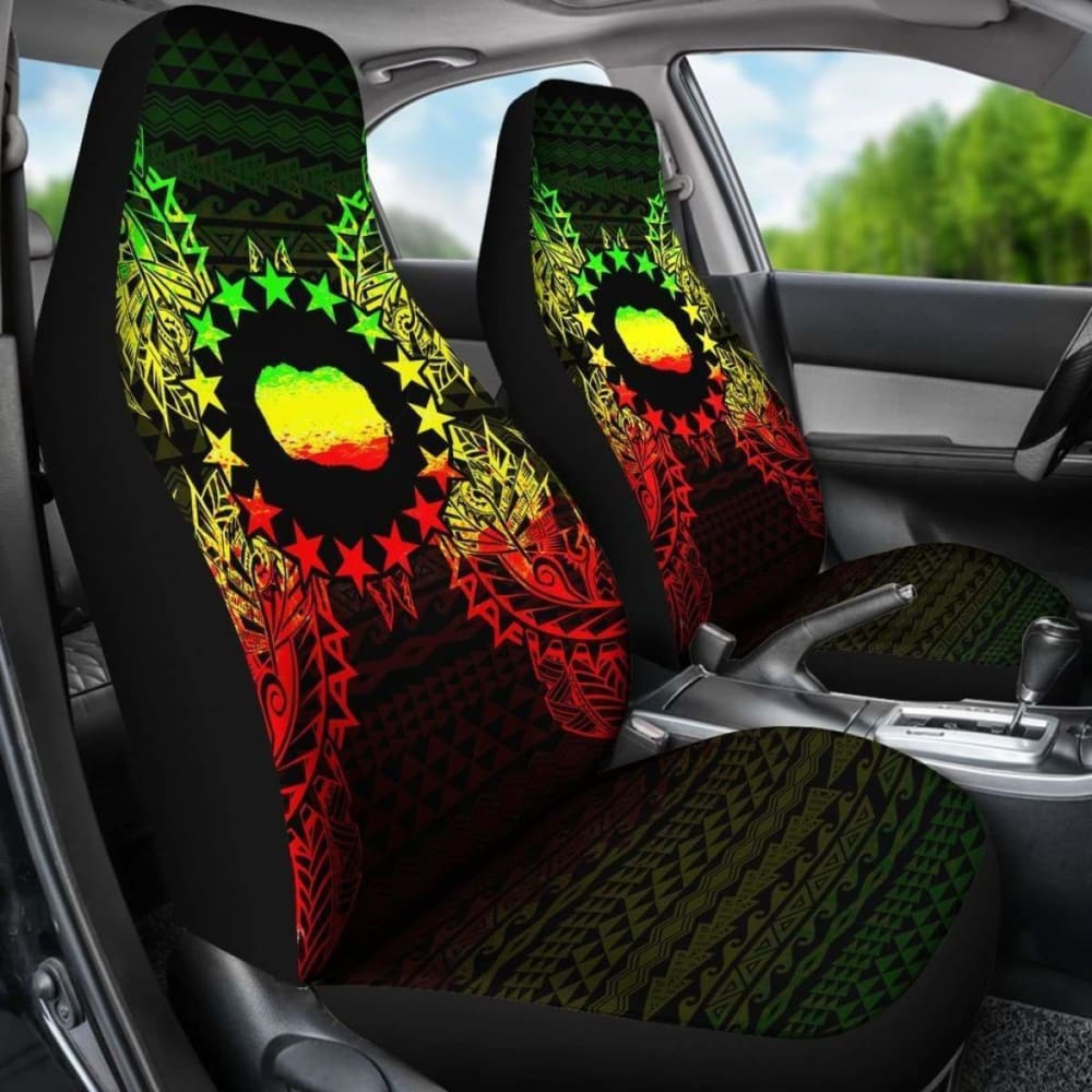 Cook Islands Polynesia Car Seat Cover Map Reggae 105905 - YourCarButBetter