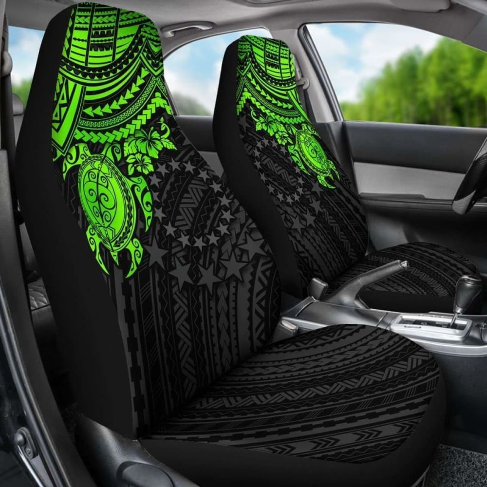 Cook Islands Polynesian Car Seat Covers - Green Turtle - Amazing 091114 - YourCarButBetter