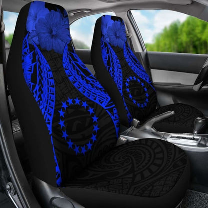 Cook Islands Polynesian Car Seat Covers Pride Seal And Hibiscus Blue - 232125 - YourCarButBetter