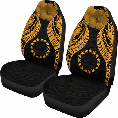 Cook Islands Polynesian Car Seat Covers Pride Seal And Hibiscus Gold - 232125 - YourCarButBetter