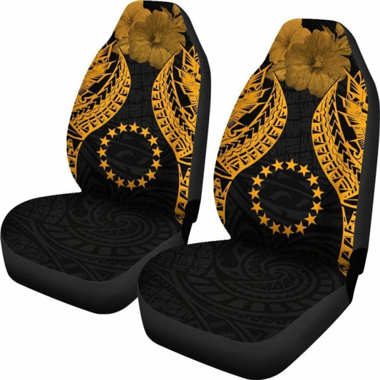 Cook Islands Polynesian Car Seat Covers Pride Seal And Hibiscus Gold - 232125 - YourCarButBetter