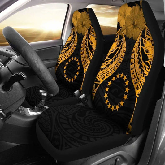 Cook Islands Polynesian Car Seat Covers Pride Seal And Hibiscus Gold - 232125 - YourCarButBetter