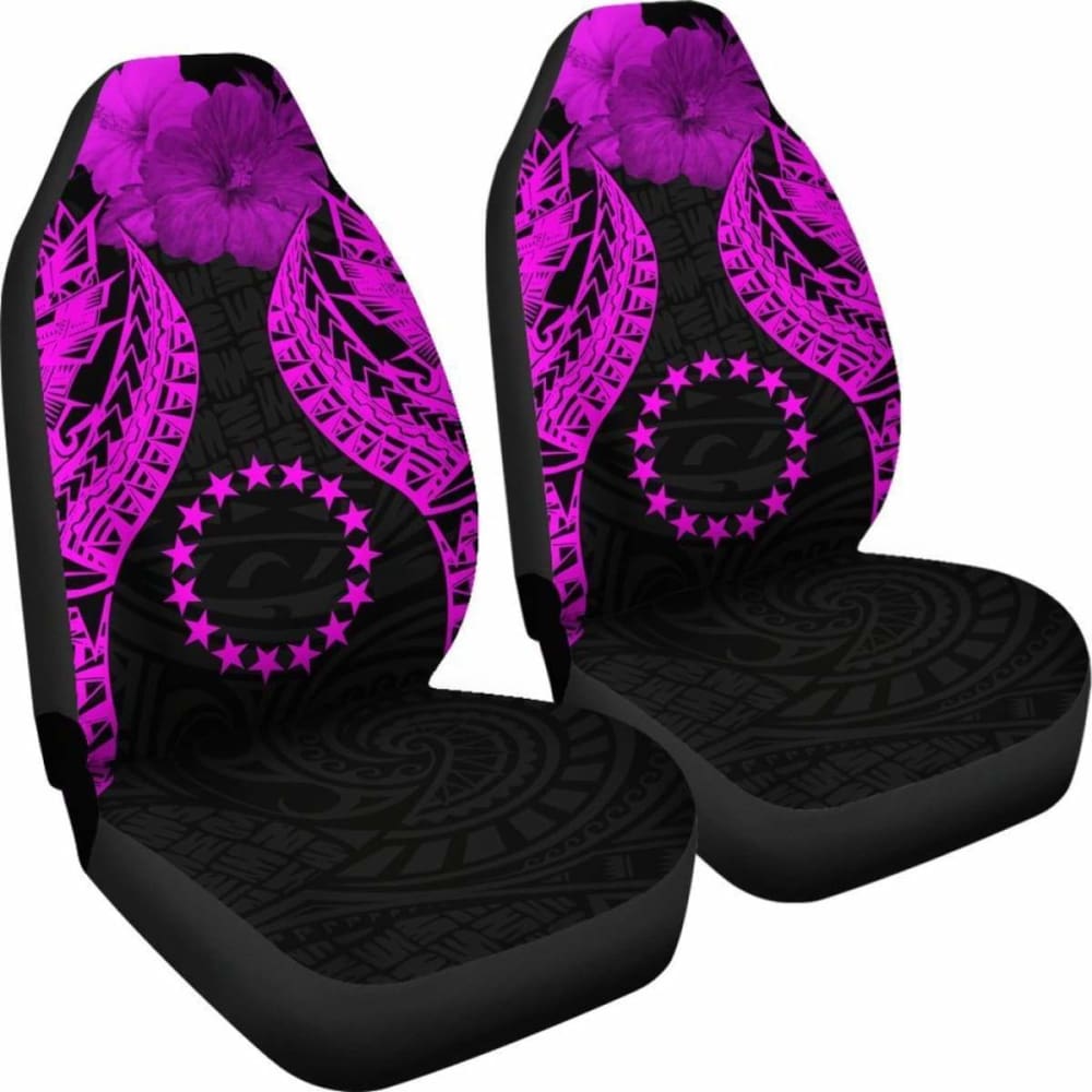 Cook Islands Polynesian Car Seat Covers Pride Seal And Hibiscus Pink - 232125 - YourCarButBetter