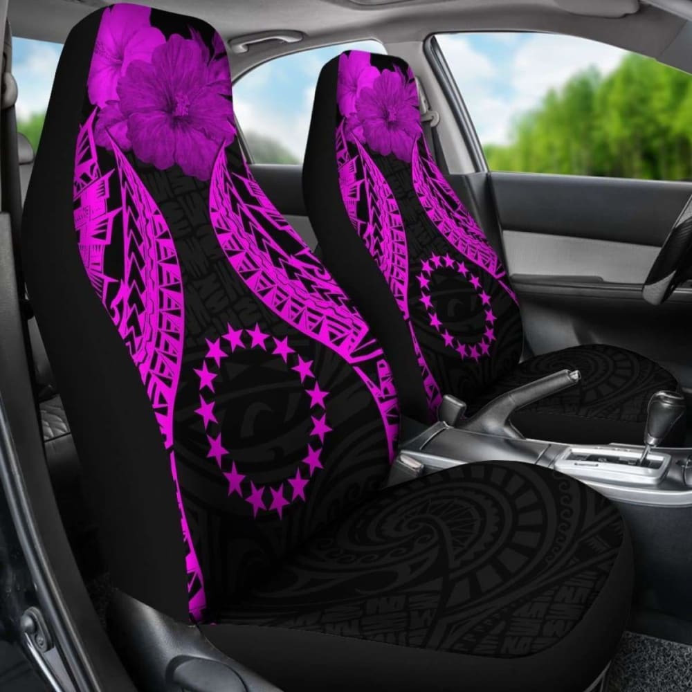 Cook Islands Polynesian Car Seat Covers Pride Seal And Hibiscus Pink - 232125 - YourCarButBetter