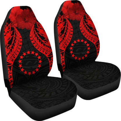 Cook Islands Polynesian Car Seat Covers Pride Seal And Hibiscus Red - 232125 - YourCarButBetter