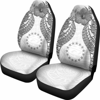 Cook Islands Polynesian Car Seat Covers Pride Seal And Hibiscus White - 232125 - YourCarButBetter