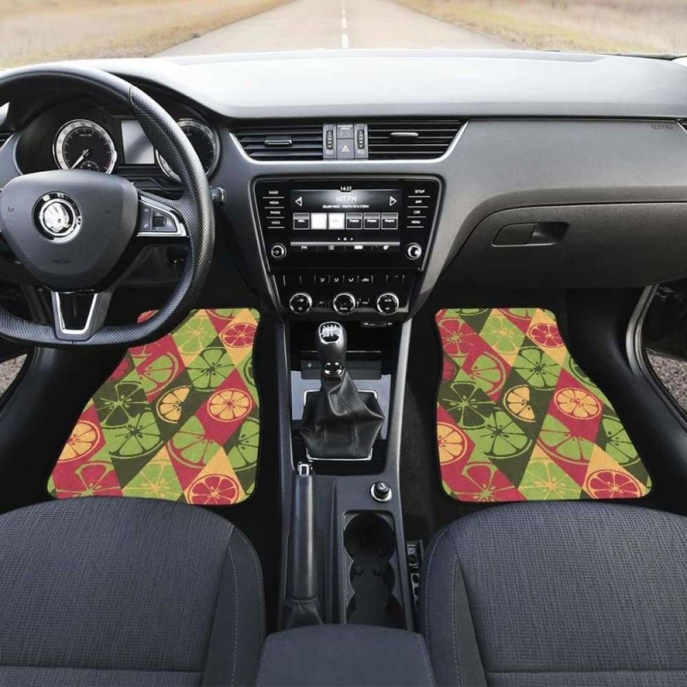 Cool Geometric Lime Pattern Front And Back Car Mats 194013 - YourCarButBetter