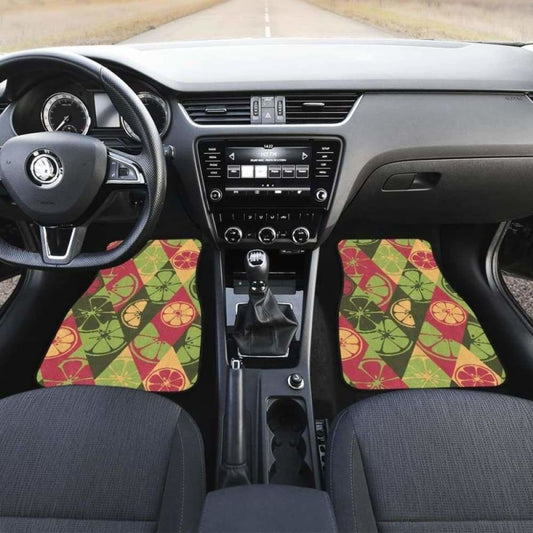 Cool Geometric Lime Pattern Front And Back Car Mats 194013 - YourCarButBetter