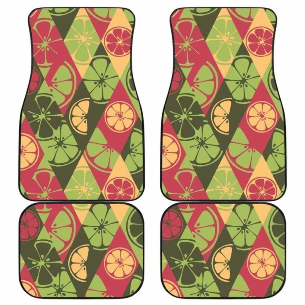 Cool Geometric Lime Pattern Front And Back Car Mats 194013 - YourCarButBetter