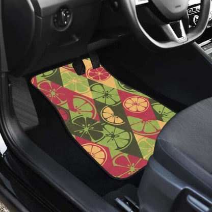 Cool Geometric Lime Pattern Front And Back Car Mats 194013 - YourCarButBetter