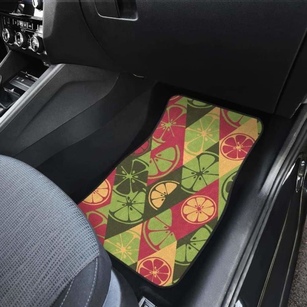 Cool Geometric Lime Pattern Front And Back Car Mats 194013 - YourCarButBetter