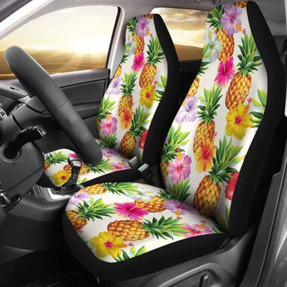 Cool Pineapple And Hibiscus Car Seat Covers - 232125 - YourCarButBetter