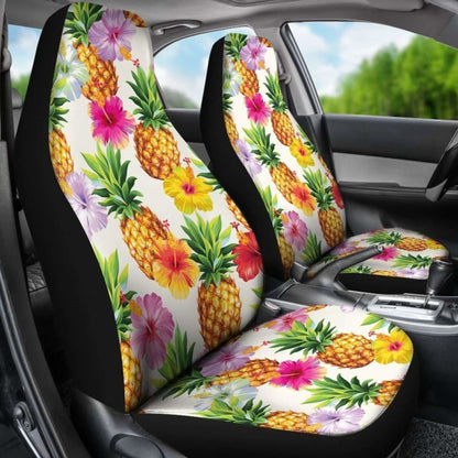 Cool Pineapple And Hibiscus Car Seat Covers - 232125 - YourCarButBetter