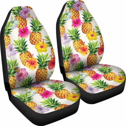 Cool Pineapple And Hibiscus Car Seat Covers - 232125 - YourCarButBetter