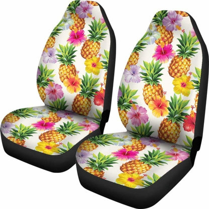 Cool Pineapple And Hibiscus Car Seat Covers - 232125 - YourCarButBetter