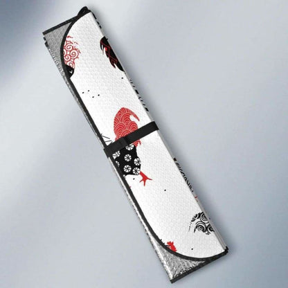 Cool Rooster Chicken Cock Floral Ornament Background Car Auto Sun Shades 085424 - YourCarButBetter