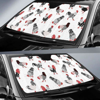 Cool Rooster Chicken Cock Floral Ornament Background Car Auto Sun Shades 085424 - YourCarButBetter
