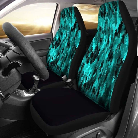 Coral Teal Camo Car Seat Covers 112608