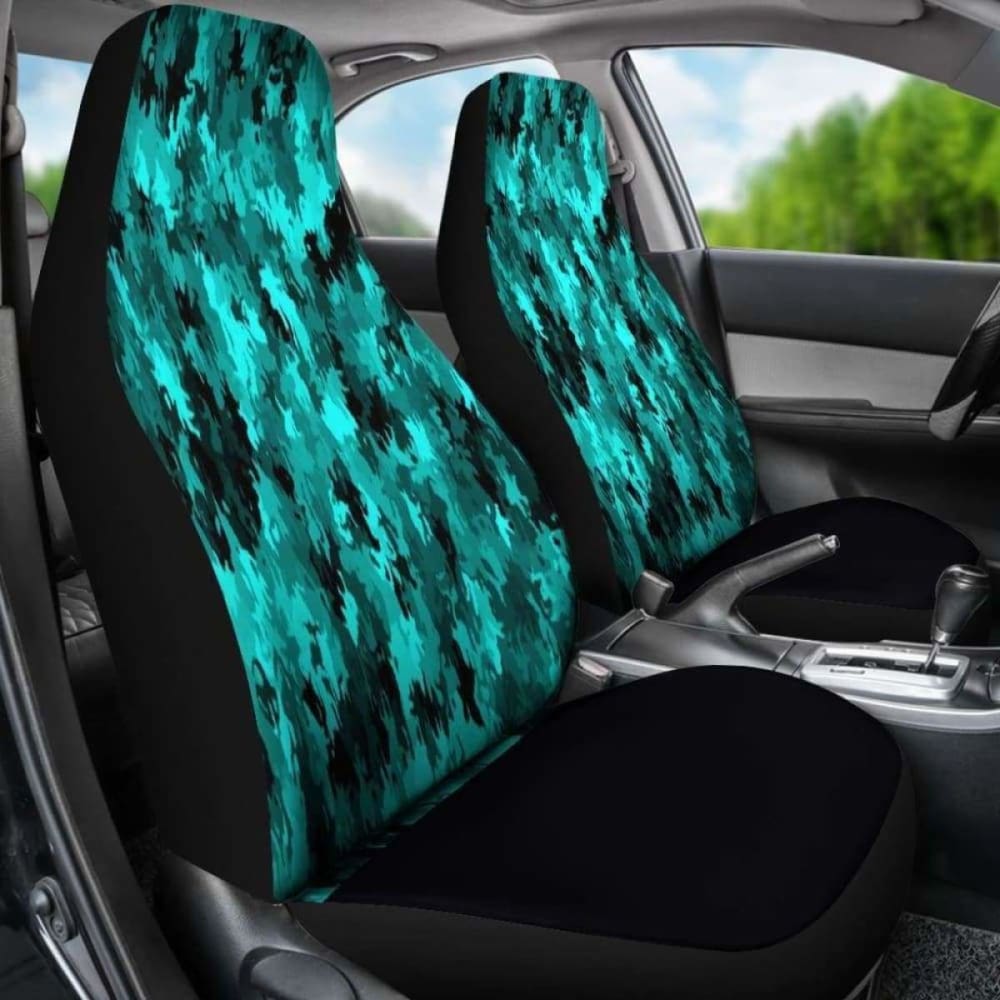 Coral Teal Camo Car Seat Covers 112608