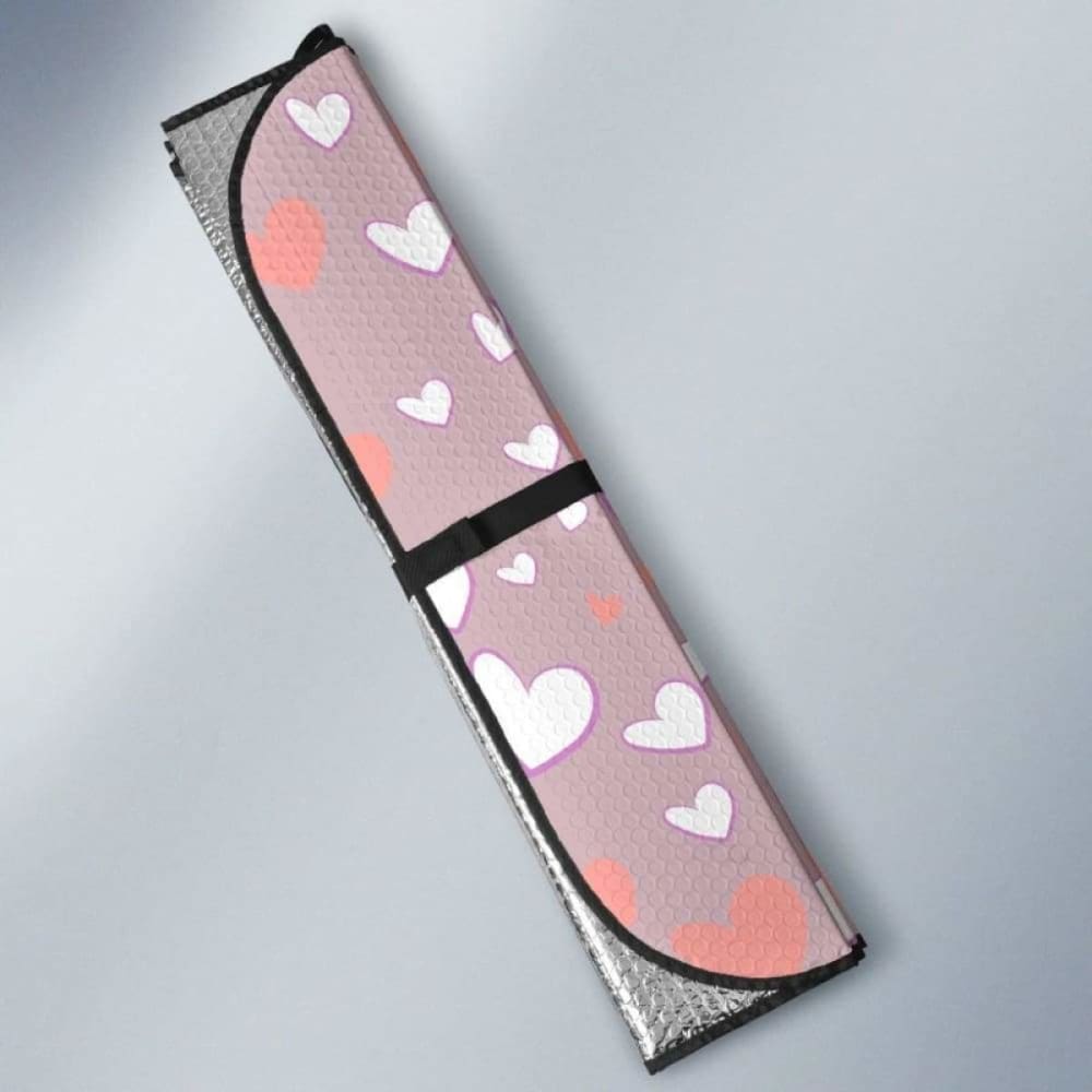 Coral White Heart Pattern Car Auto Sun Shades 460402 - YourCarButBetter