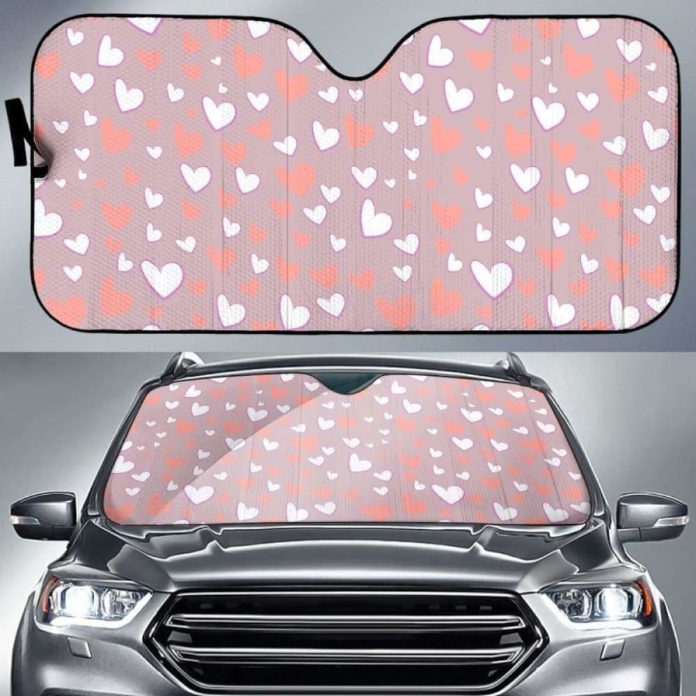 Coral White Heart Pattern Car Auto Sun Shades 460402 - YourCarButBetter