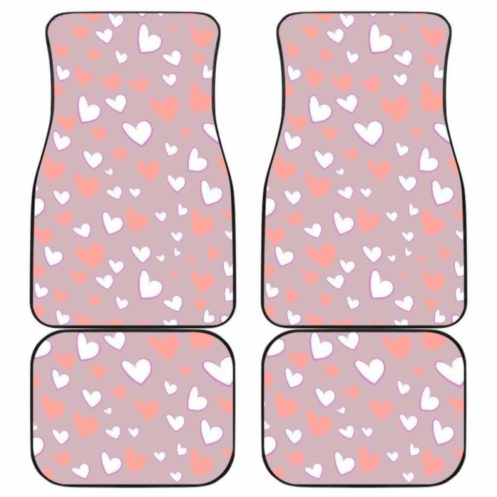 Coral White Heart Pattern Front And Back Car Mats 174914 - YourCarButBetter