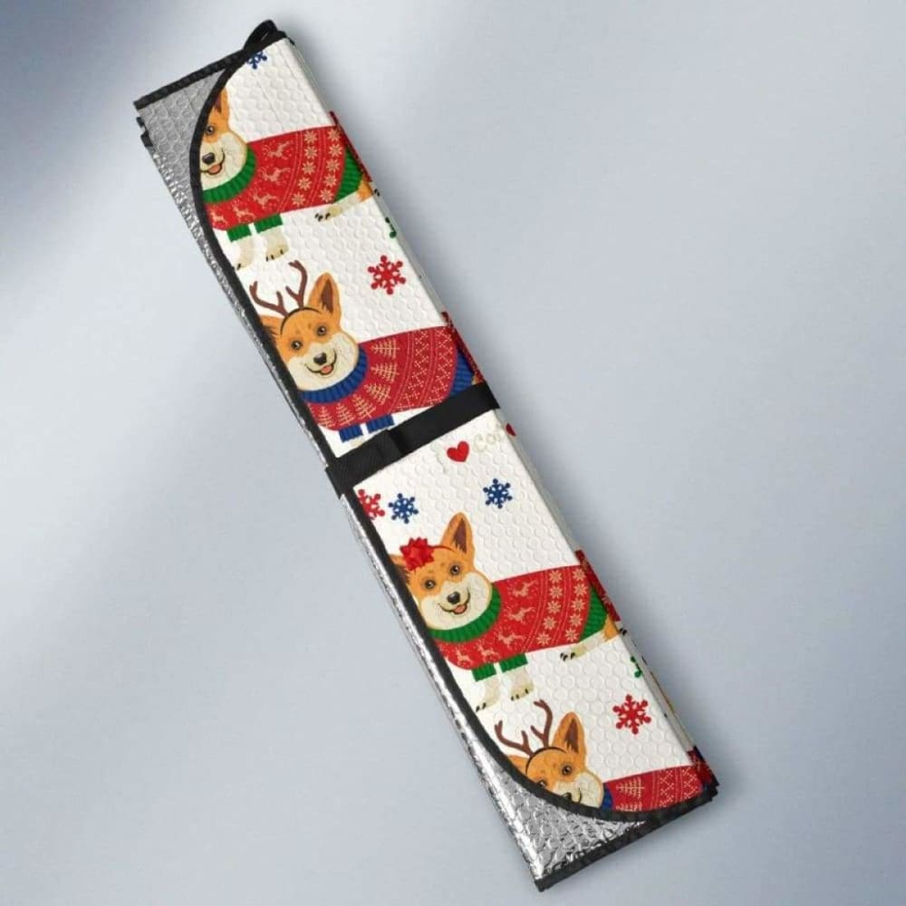 Corgi Christmas Pattern Car Auto Sun Shades 085424 - YourCarButBetter
