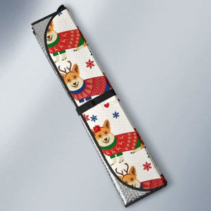 Corgi Christmas Pattern Car Auto Sun Shades 085424 - YourCarButBetter