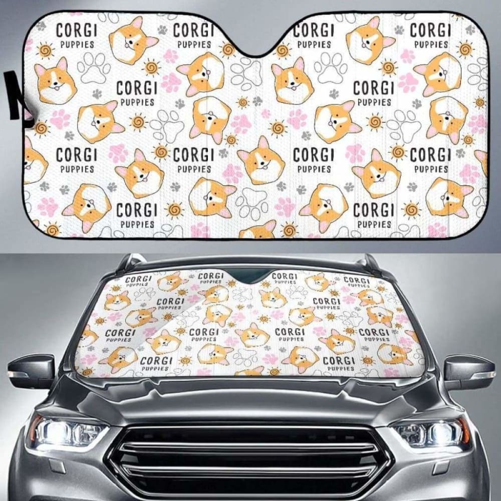 Corgi Dog Pattern Car Auto Sun Shades 085424 - YourCarButBetter