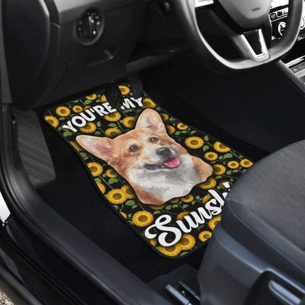 Corgi Dog You’re My Sunshine Sunflower Car Floor Mats 210202 - YourCarButBetter