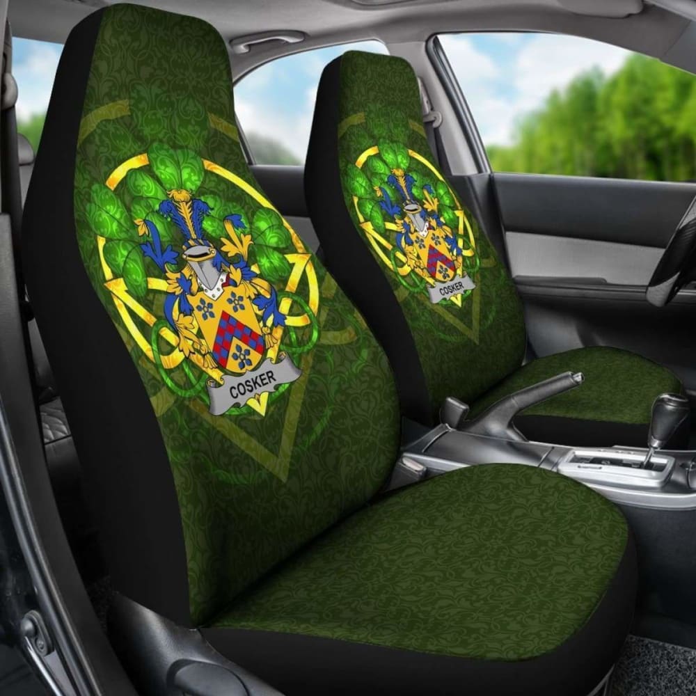 Cosker Or Mccosker Ireland Car Seat Cover Celtic Shamrock (Set Of Two) 154230 - YourCarButBetter