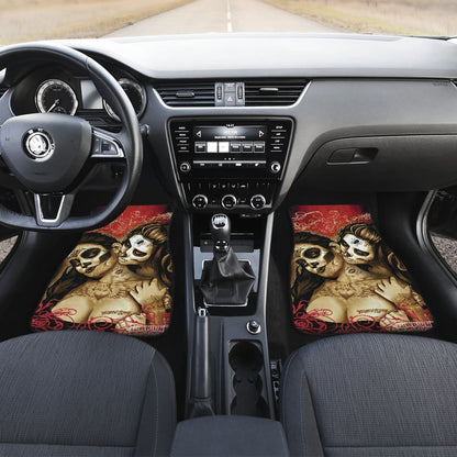 Couple Love Valentine Calavera Sugar Skull Style Car Floor Mats 211004 - YourCarButBetter